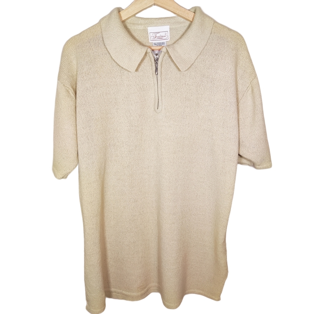 Vintage Traditions 3/4 zip collared short sleeve sweater